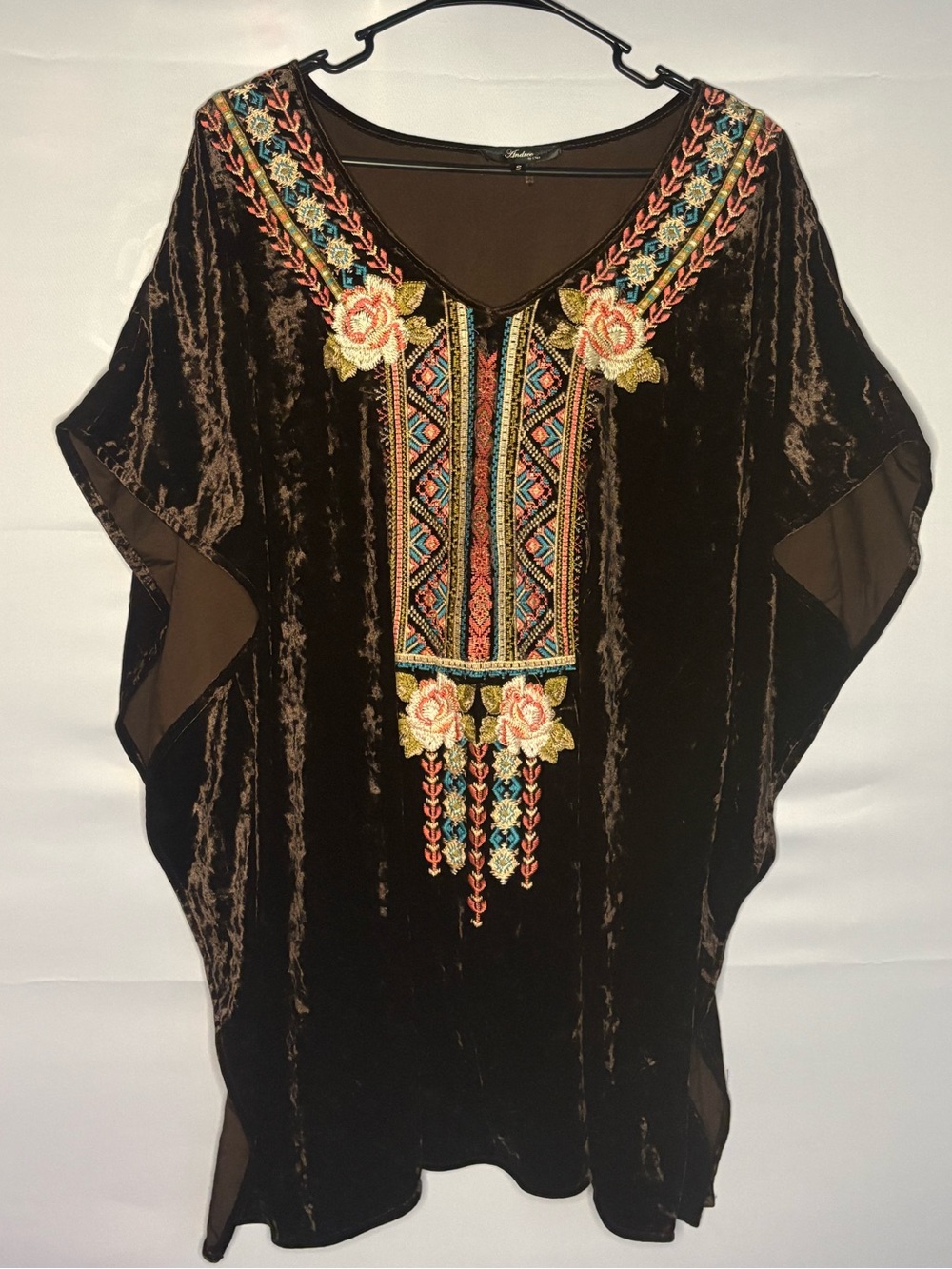 Boutique Velvety Embroidered Tunic
